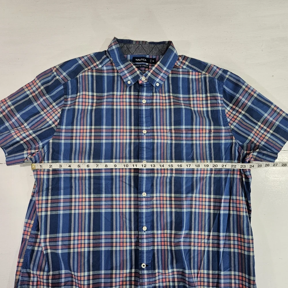 Nautica plaid button down short sleeve shirt men's size XXL